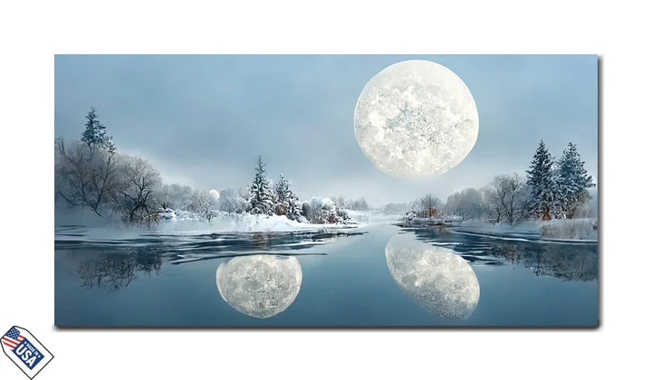 Winter Moonlight - Tranquil Snowy Reflections Wall Art