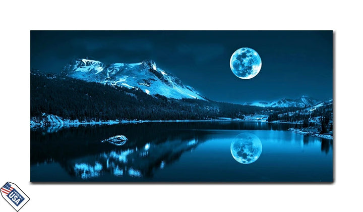 Blue Moon Serenity - Reflective Alpine Wall Art