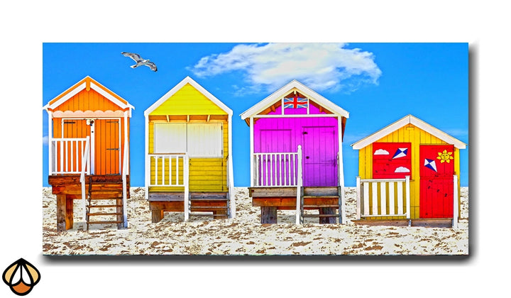 Colorful Beach Huts - Premium Wall Art