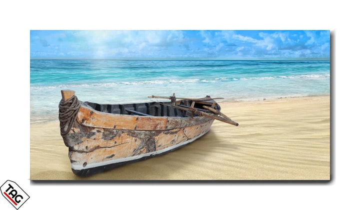 Tranquil Shoreline - Rustic Boat on the Beach