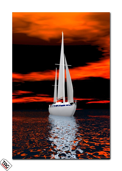 Fiery Horizons - Sailing into Sunset Dreams