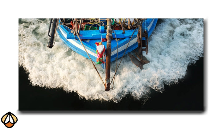 Dynamic Journey - Vibrant Fishing Boat at Sea