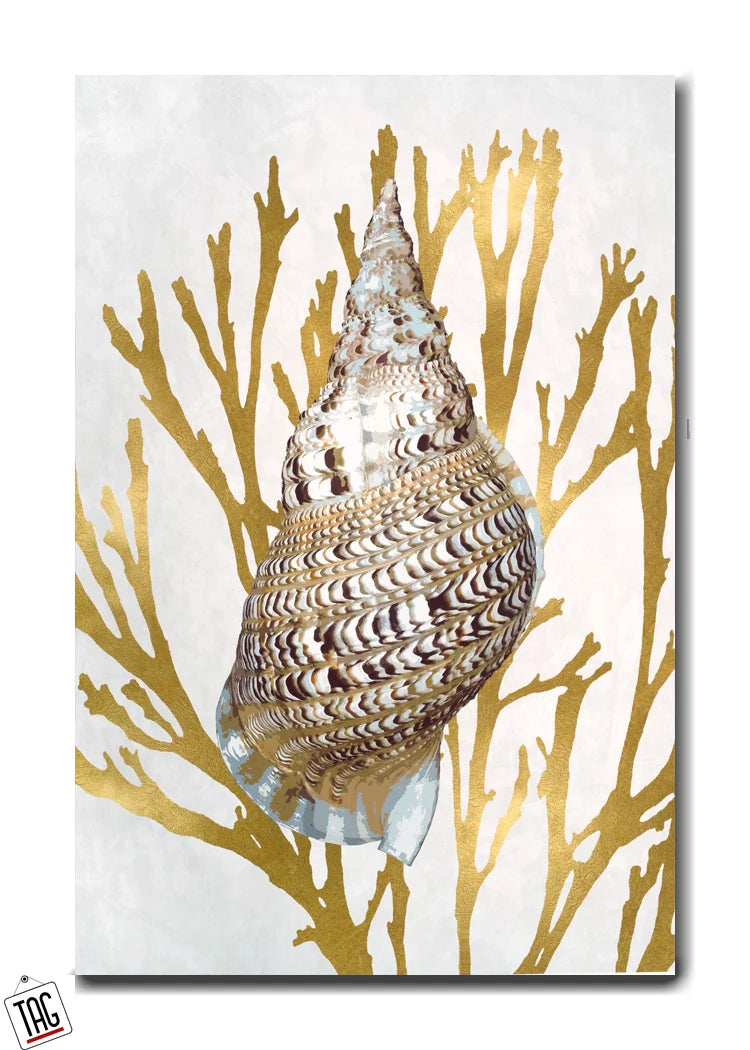 Golden Shell Harmony - Nautical Elegance