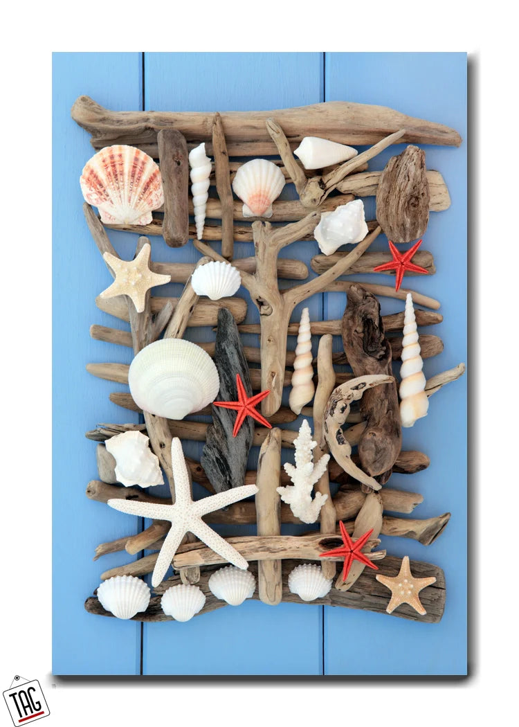 Coastal Harmony – Driftwood & Seashell Collage