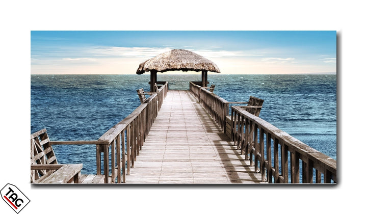 Oceanic Escape - Tranquil Pier at Dusk Wall Art