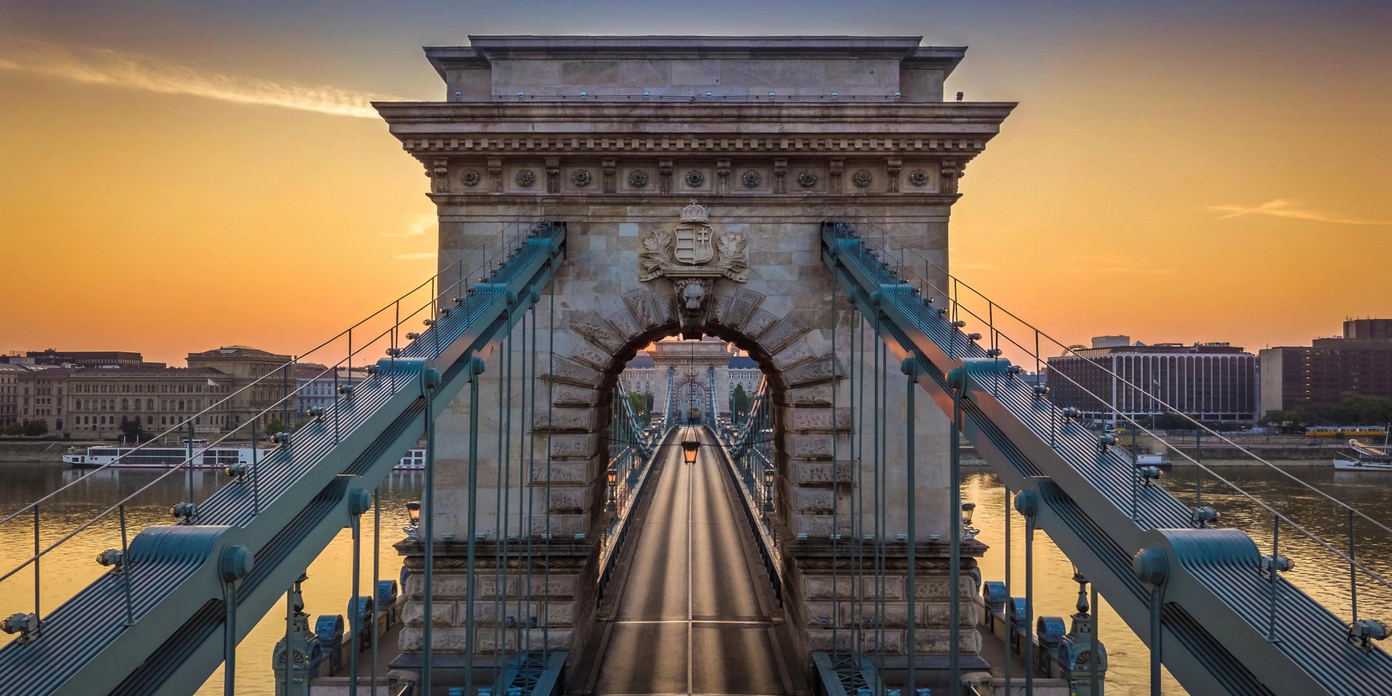 Cincinnati's Iconic Suspension Bridge – A Sunset Over the Ohio River