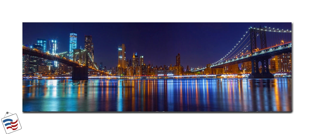 Reflections of Manhattan - Brooklyn and Manhattan Bridges at Night