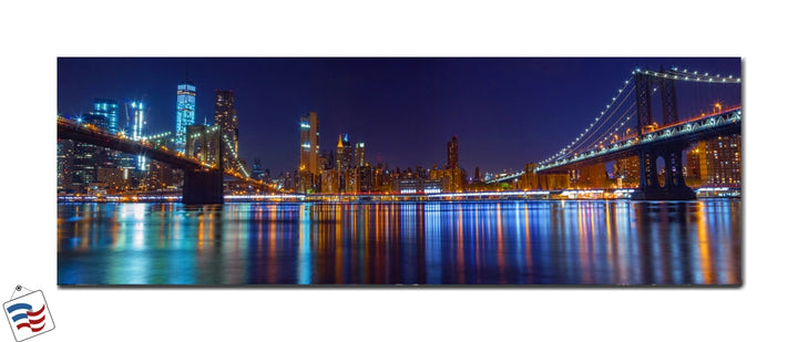 Reflections of Manhattan - Brooklyn and Manhattan Bridges at Night