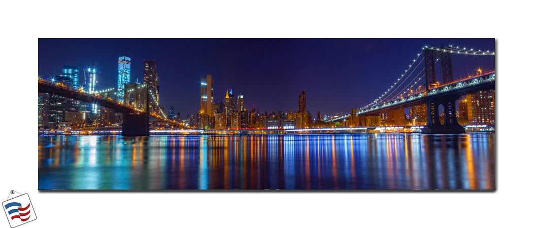 Reflections of Manhattan - Brooklyn and Manhattan Bridges at Night