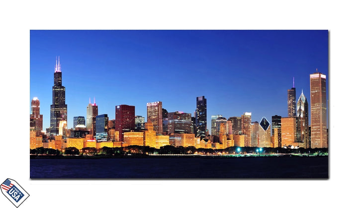 Chicago Skyline at Twilight – A City Bathed in Golden Light