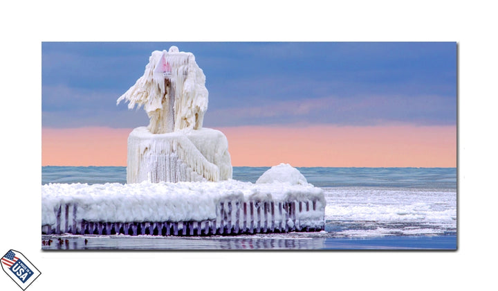 Frozen Elegance - Ice-Covered Lighthouse Sculpture