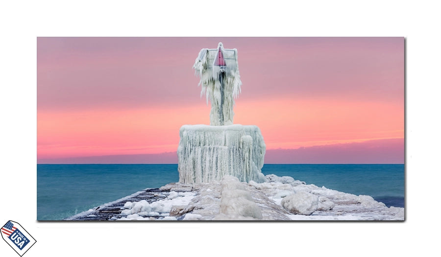 Frozen Serenity - Lighthouse in Winter's Embrace