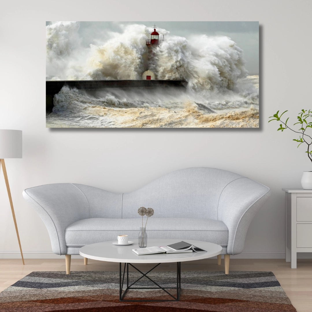 Defiance Against the Storm - Lighthouse Braving the Waves