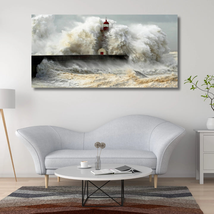 Defiance Against the Storm - Lighthouse Braving the Waves