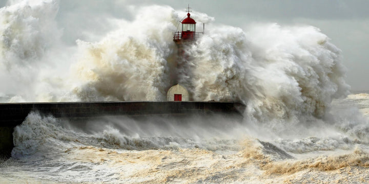 Defiance Against the Storm - Lighthouse Braving the Waves