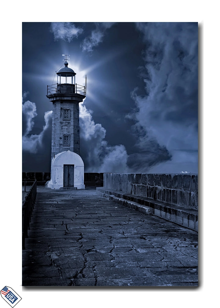 Moonlit Sentinel - Mystical Lighthouse Scene