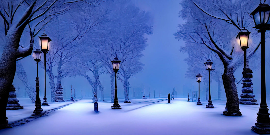 Winter's Serenade - Lamplight Path Canvas Art