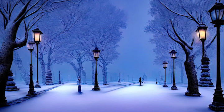 Winter's Serenade - Lamplight Path Canvas Art