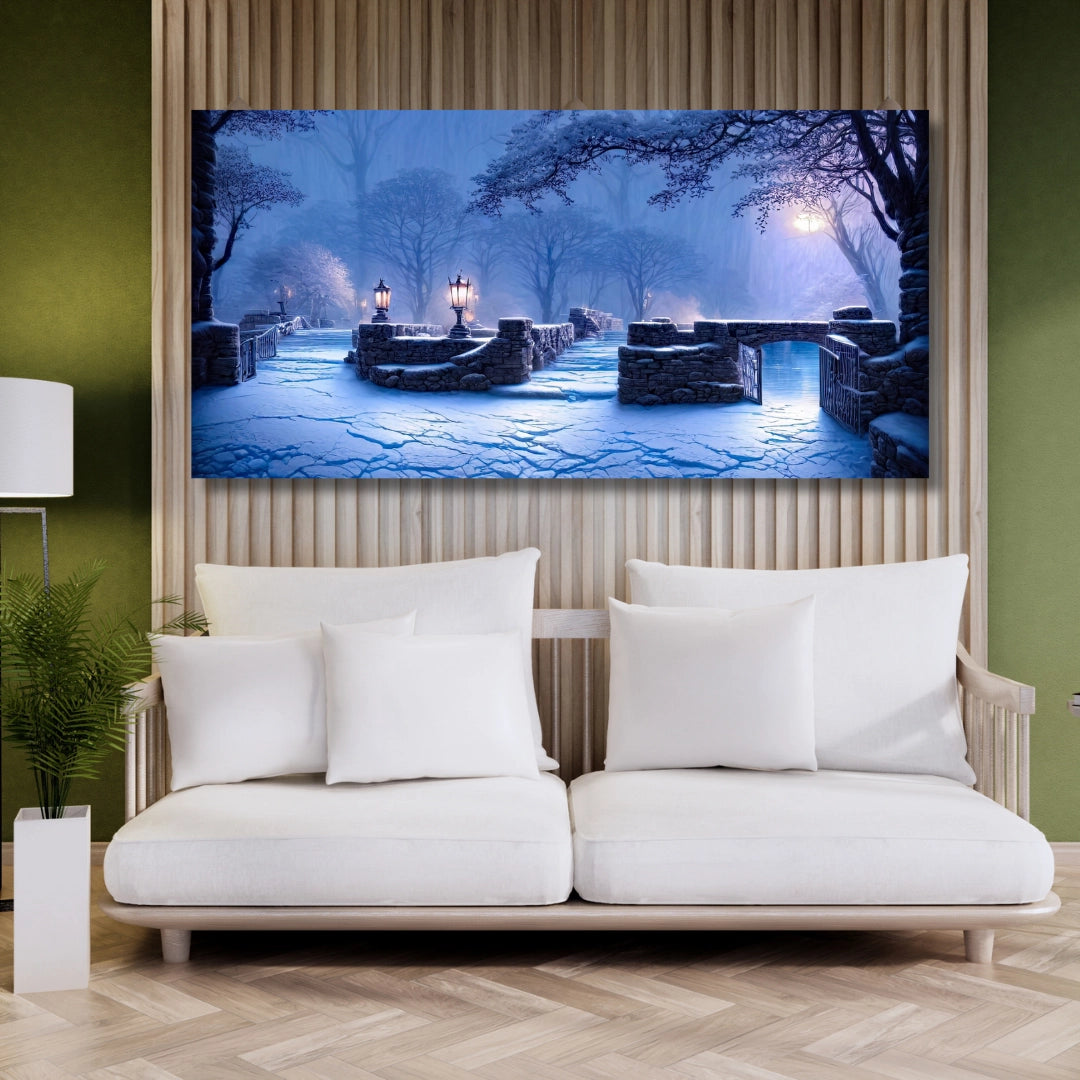 Frosted Pathway - Stone Bridge Winter Art