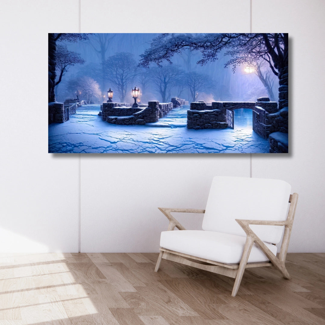 Frosted Pathway - Stone Bridge Winter Art