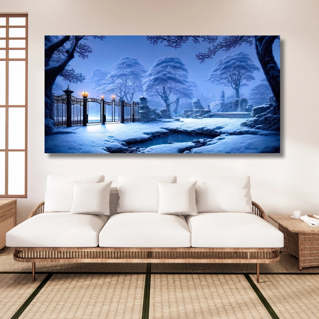 Winter Serenity - Snowy Gate Landscape Art
