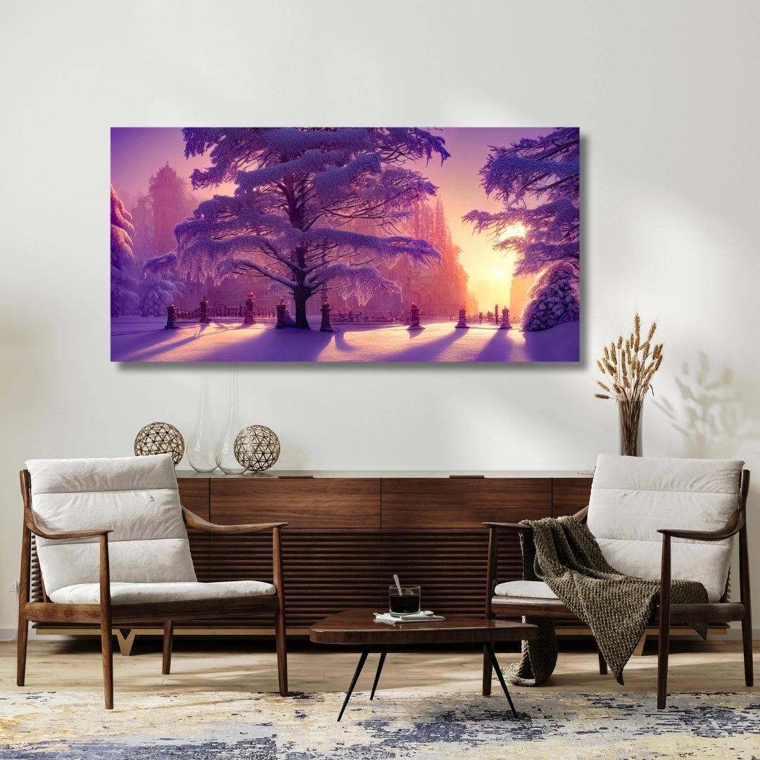 Golden Hour Winter Bliss - Snowy Landscape Art