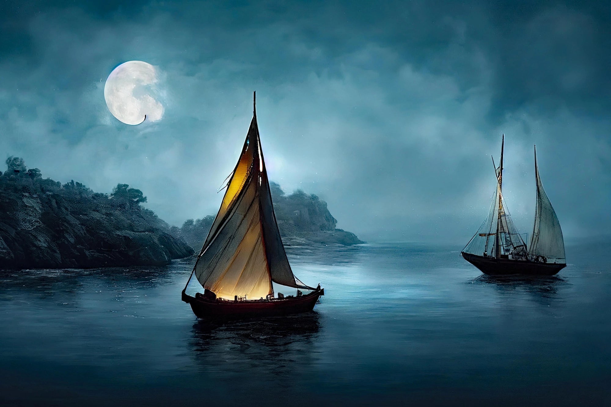Moonlit Voyage - Serenity at Sea
