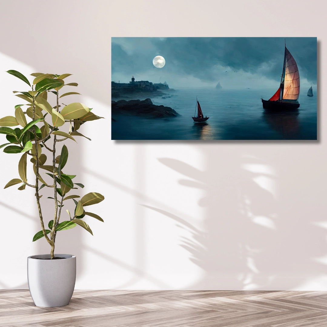 Harbor Moon - Sailing into the Horizon