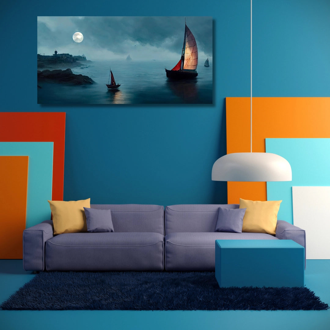 Harbor Moon - Sailing into the Horizon