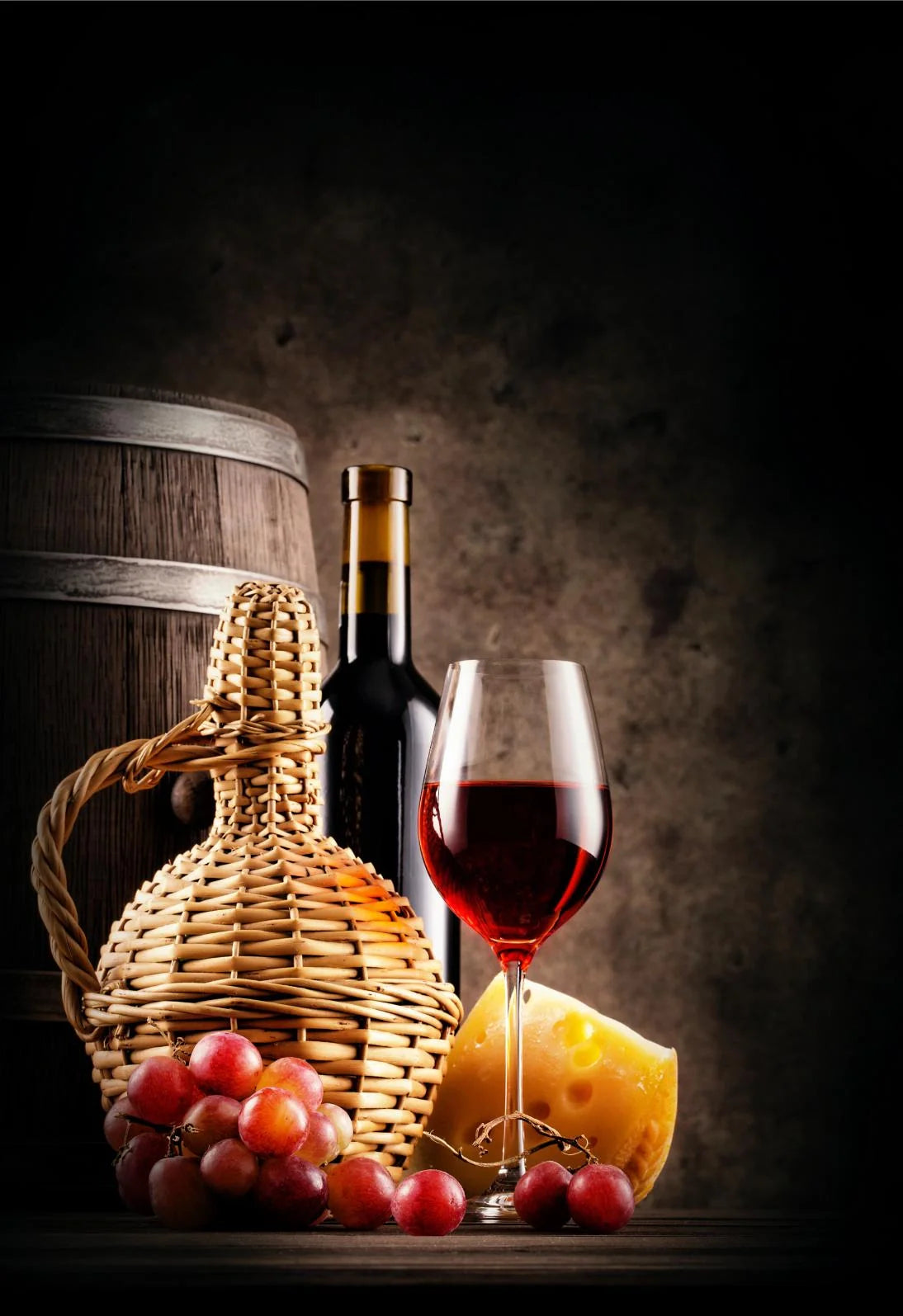 Rustic Charm - Wine, Cheese, and Grapes