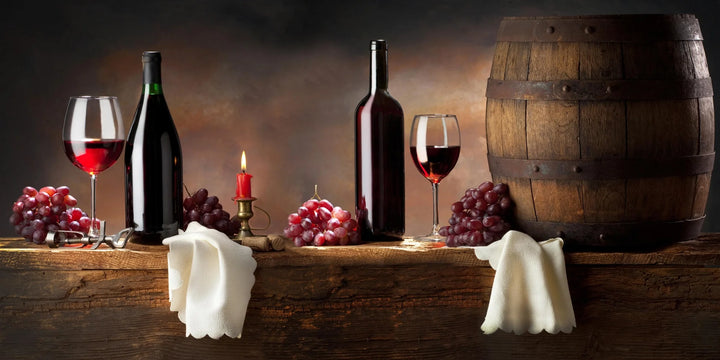 Elegant Pour - Wine, Grapes, and Rustic Charm