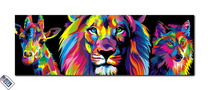 Wild Rainbow Trio - Giraffe, Lion & Wolf