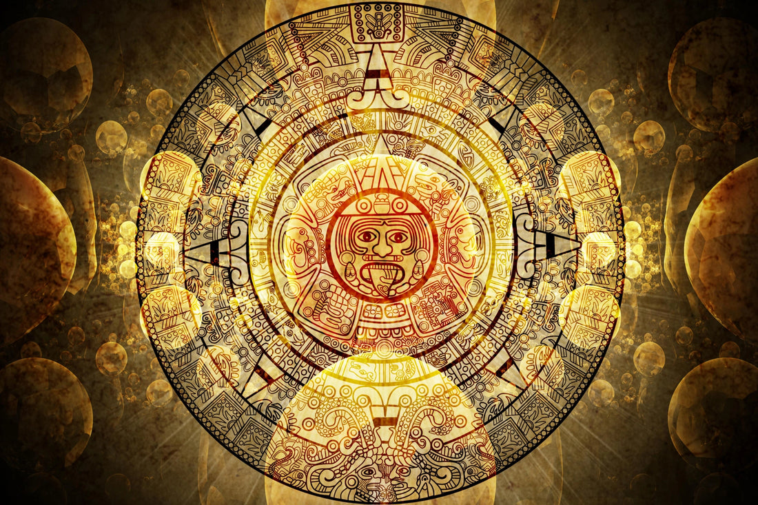 Golden Aztec Calendar - Ancient Wall Art