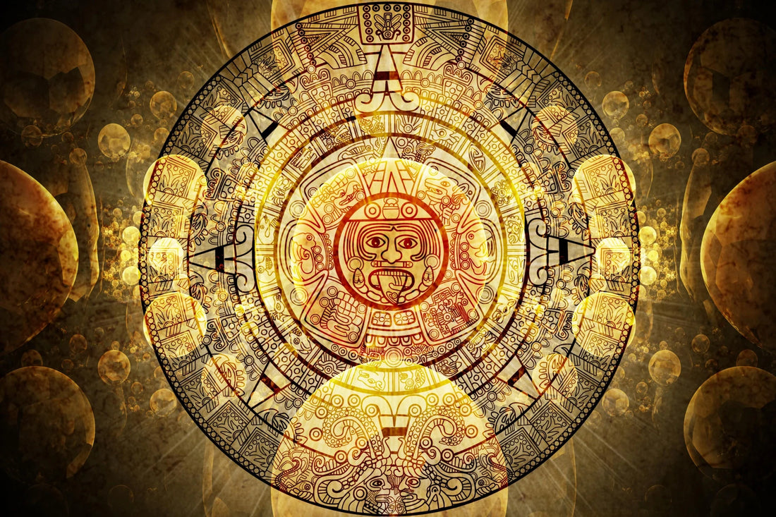 Golden Aztec Calendar - Ancient Wall Art