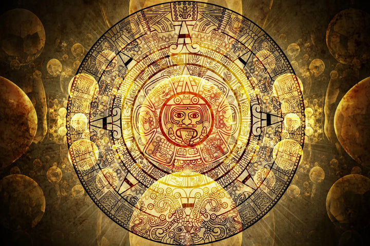 Golden Aztec Calendar - Ancient Wall Art