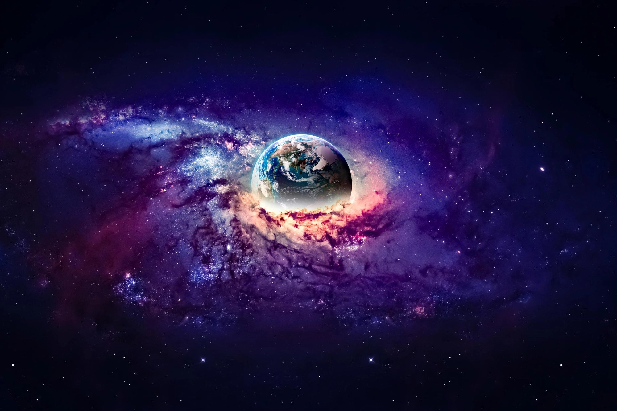 Earth in Cosmic Nebula - Stunning Space Wall Art