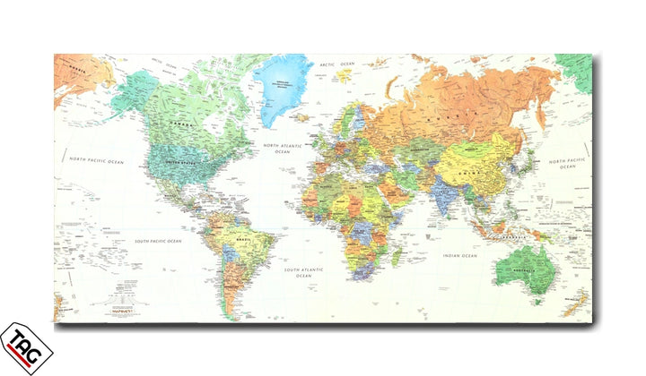 Classic World Map - Vintage Educational Wall Art