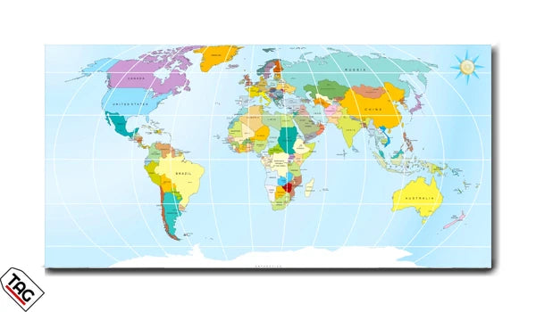 Vibrant World Political Map - Educational Wall Art
