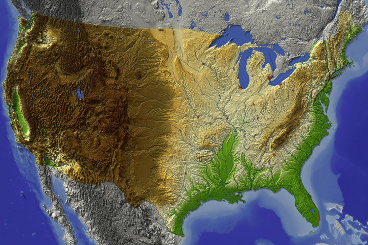 Topographic USA Map - Geographic Wall Art