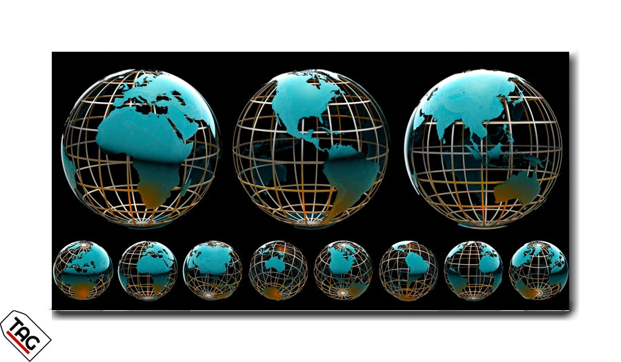 Aqua Metallic Globe Art - Modern Wall Décor