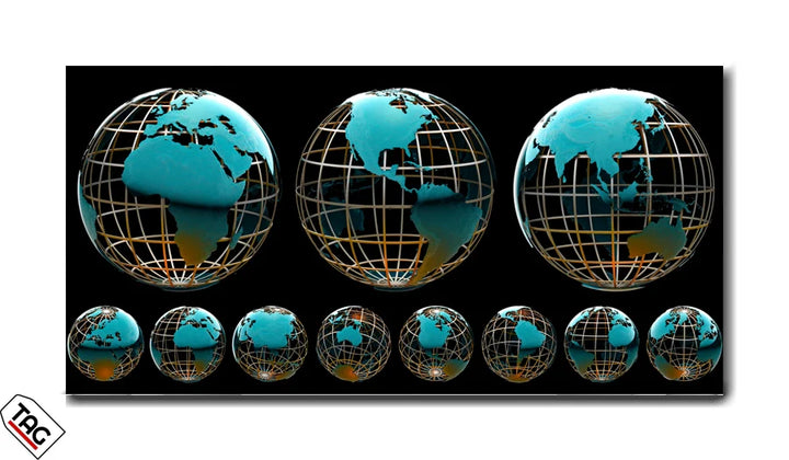 Aqua Metallic Globe Art - Modern Wall Décor