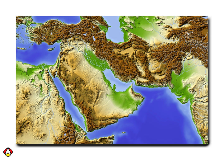 Middle East Physical Map - Educational Wall Art