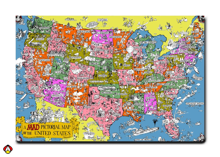 MAD Pictorial Map of the United States - Whimsical Wall Art