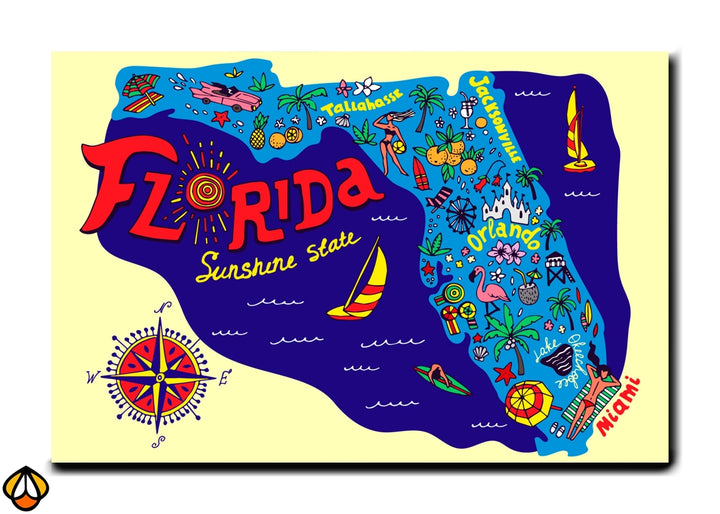 Florida Sunshine State Map - Playful Wall Art