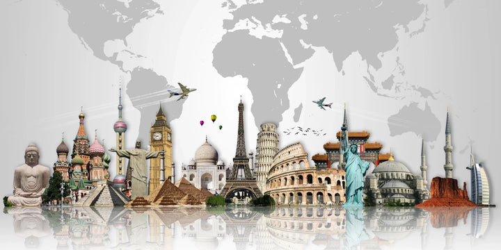 World Landmarks Map - Iconic Travel Wall Art