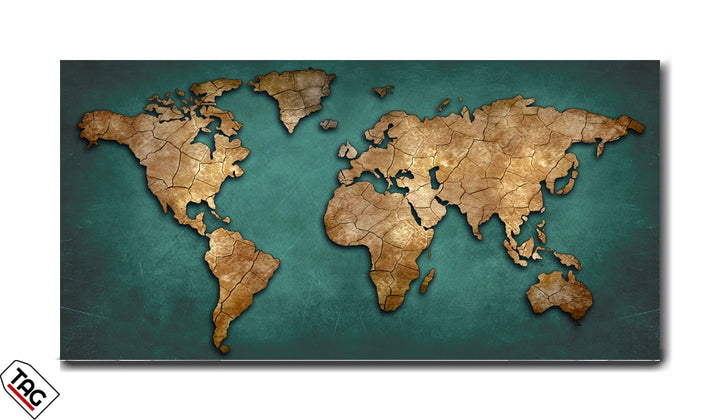 Rustic World Map - Vintage Wall Art