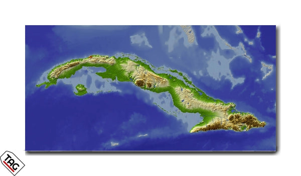 Cuba Topographic Map - Detailed Wall Art