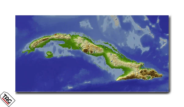 Cuba Topographic Map - Detailed Wall Art