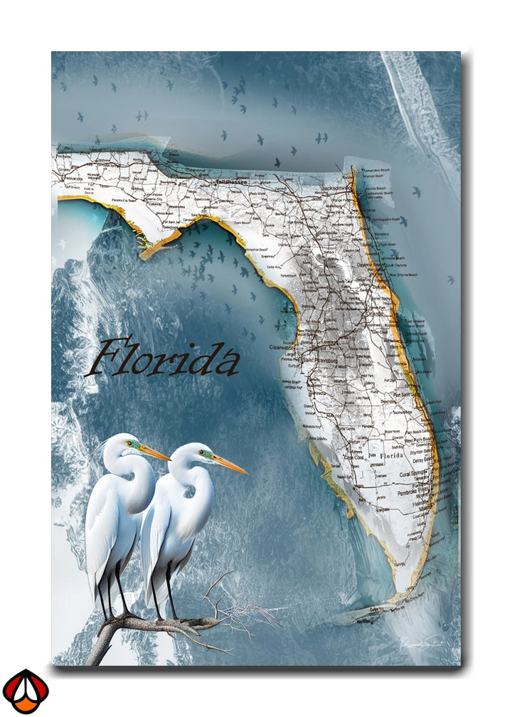 Florida Coastal Elegance - Artistic Map Wall Art