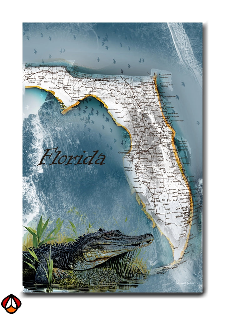 Florida Everglades Map - Artistic Wall Art